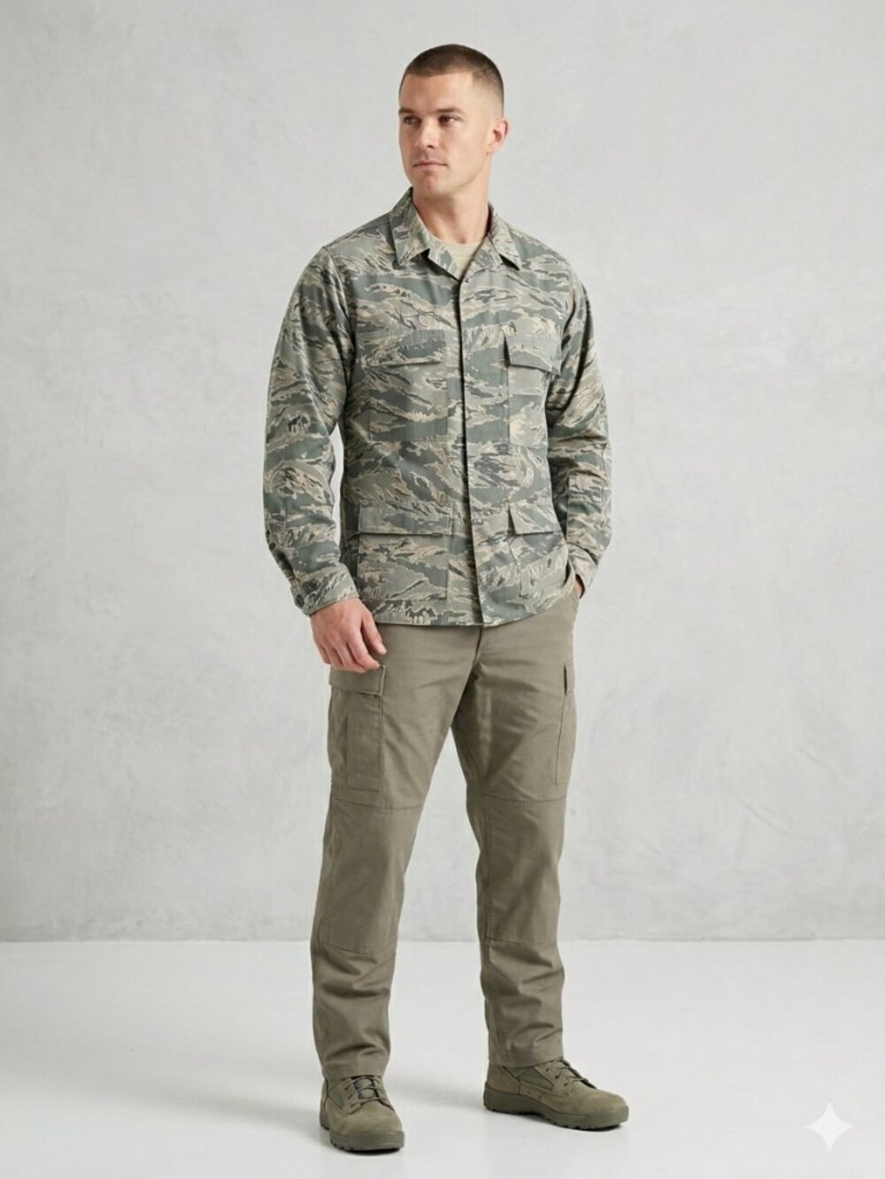 USAF ABU Digital Tiger Stripe Jacket Mens 40 Long Military Coat Gorpcore Utility